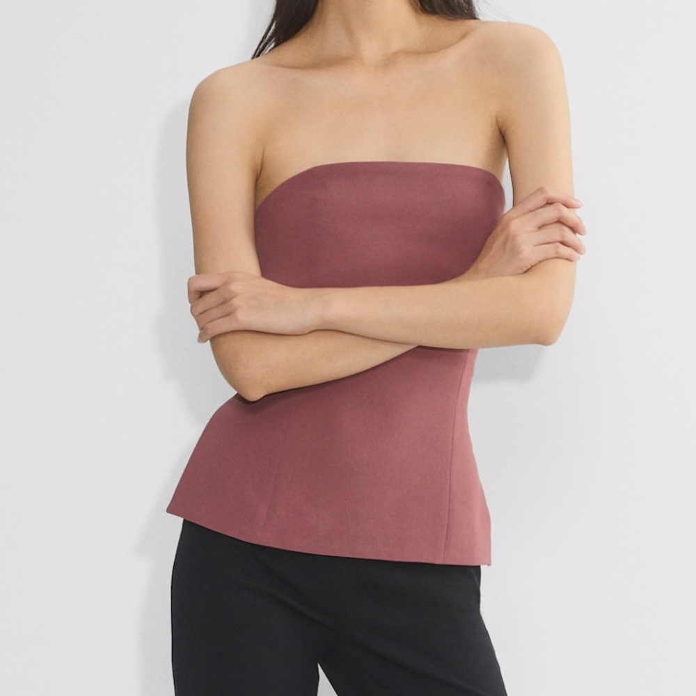 Aritzia Strapless Peplum Top in Mauve - Picture 6 of 14